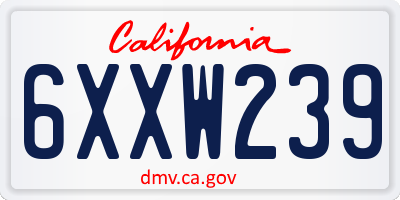 CA license plate 6XXW239