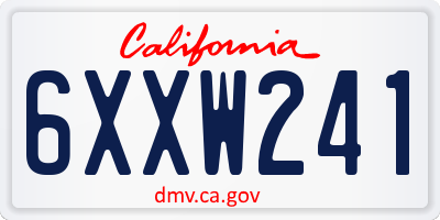 CA license plate 6XXW241