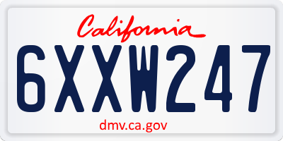 CA license plate 6XXW247