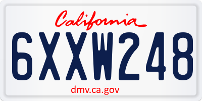 CA license plate 6XXW248
