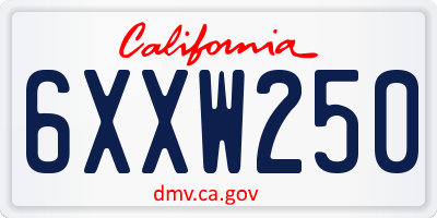 CA license plate 6XXW250