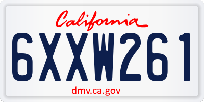 CA license plate 6XXW261
