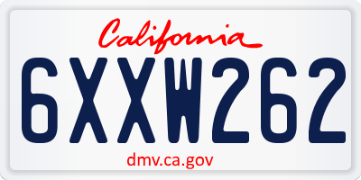 CA license plate 6XXW262