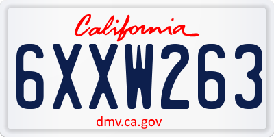 CA license plate 6XXW263