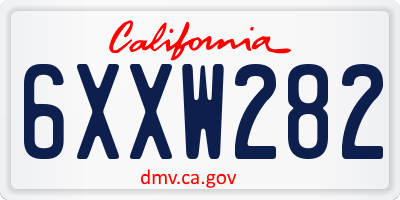 CA license plate 6XXW282