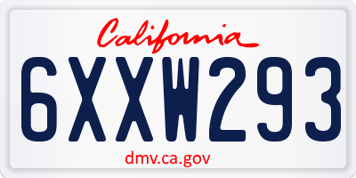 CA license plate 6XXW293