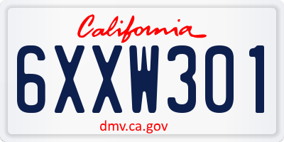 CA license plate 6XXW301