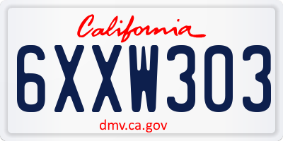 CA license plate 6XXW303