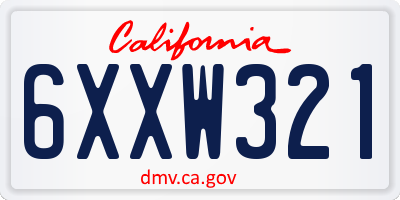 CA license plate 6XXW321