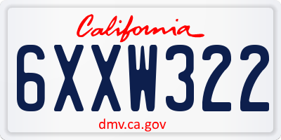CA license plate 6XXW322