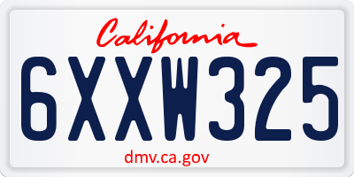 CA license plate 6XXW325