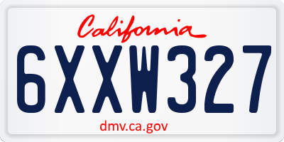 CA license plate 6XXW327