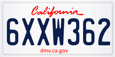 CA license plate 6XXW362