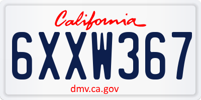 CA license plate 6XXW367