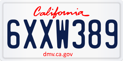CA license plate 6XXW389