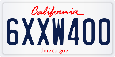 CA license plate 6XXW400