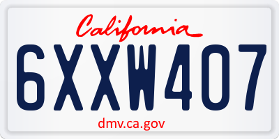 CA license plate 6XXW407