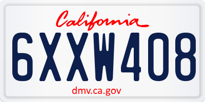 CA license plate 6XXW408
