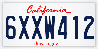 CA license plate 6XXW412