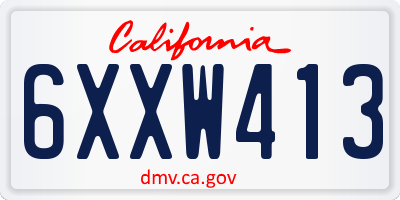 CA license plate 6XXW413