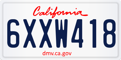 CA license plate 6XXW418