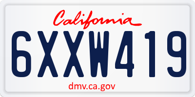 CA license plate 6XXW419