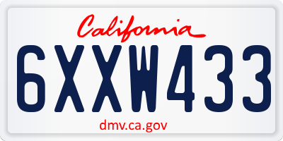 CA license plate 6XXW433