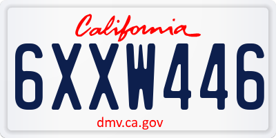 CA license plate 6XXW446