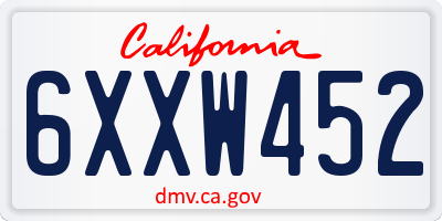 CA license plate 6XXW452