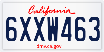 CA license plate 6XXW463