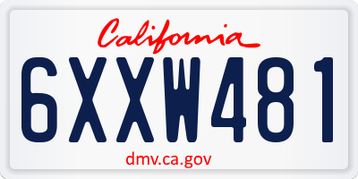 CA license plate 6XXW481