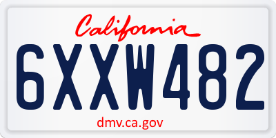 CA license plate 6XXW482