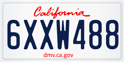CA license plate 6XXW488