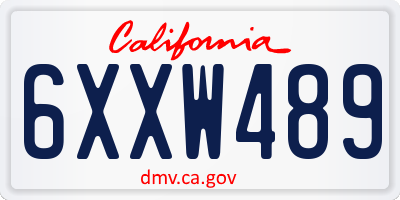 CA license plate 6XXW489