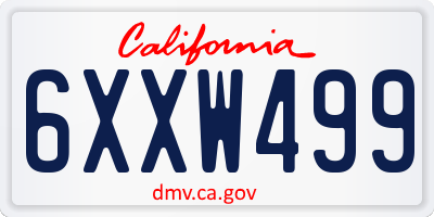 CA license plate 6XXW499