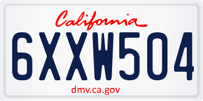 CA license plate 6XXW504