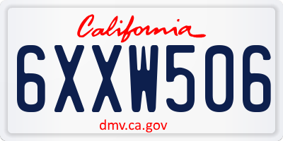 CA license plate 6XXW506