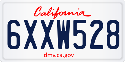 CA license plate 6XXW528