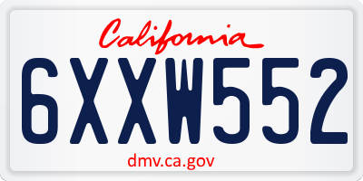 CA license plate 6XXW552
