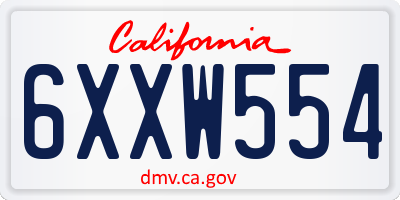 CA license plate 6XXW554