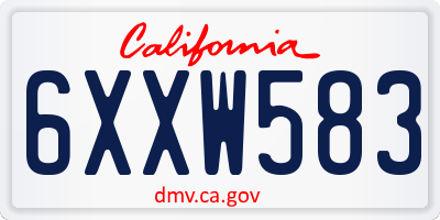 CA license plate 6XXW583