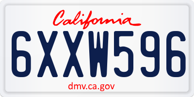 CA license plate 6XXW596