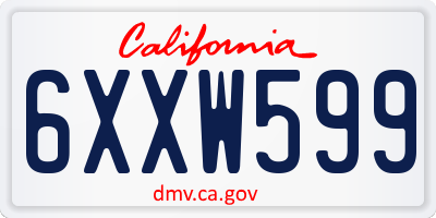 CA license plate 6XXW599