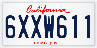 CA license plate 6XXW611
