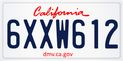 CA license plate 6XXW612