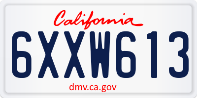 CA license plate 6XXW613