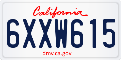 CA license plate 6XXW615