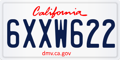 CA license plate 6XXW622