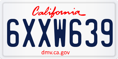 CA license plate 6XXW639