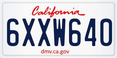 CA license plate 6XXW640